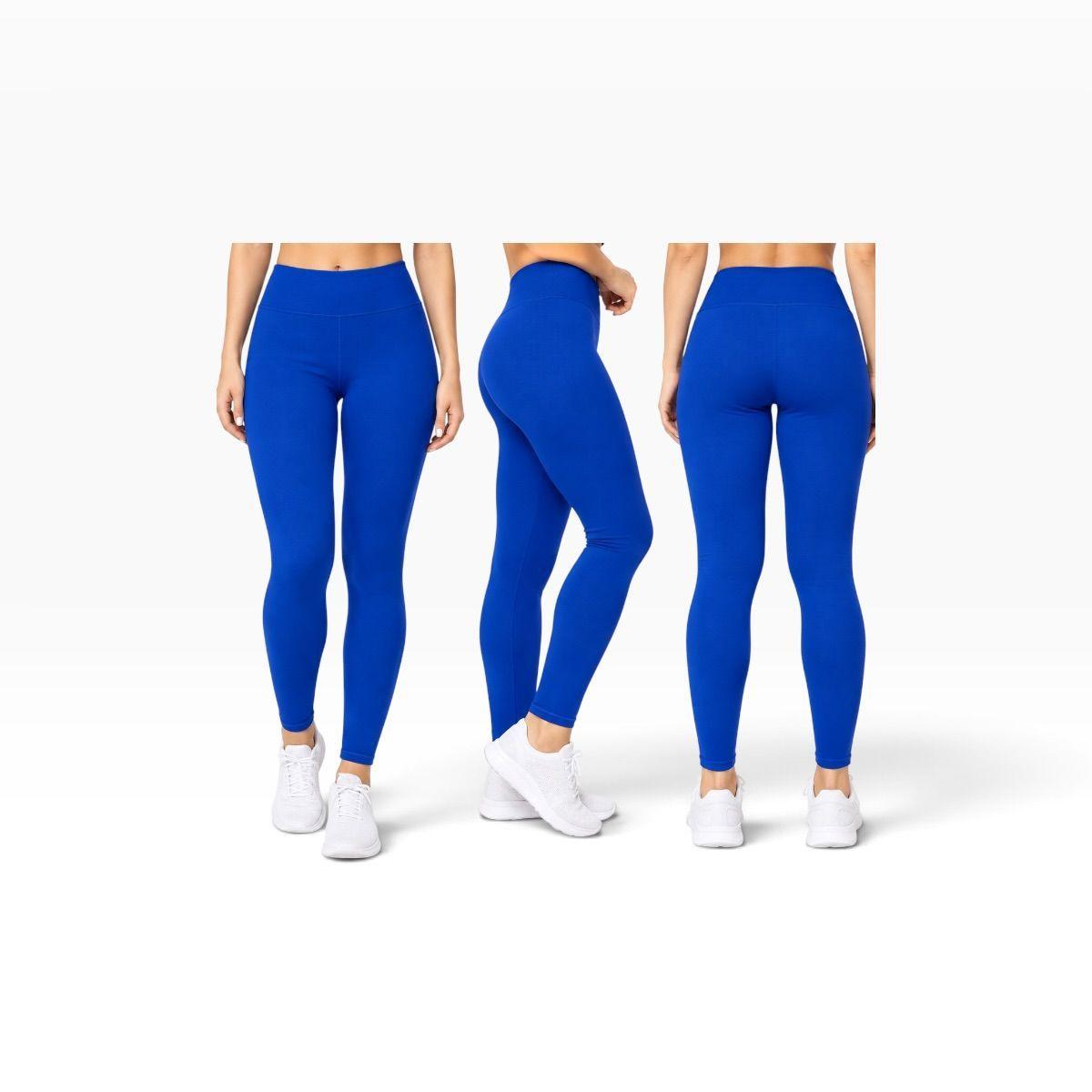 Calza Mujer Lycra Azul Tiro Alto Deportiva Elasticada-1