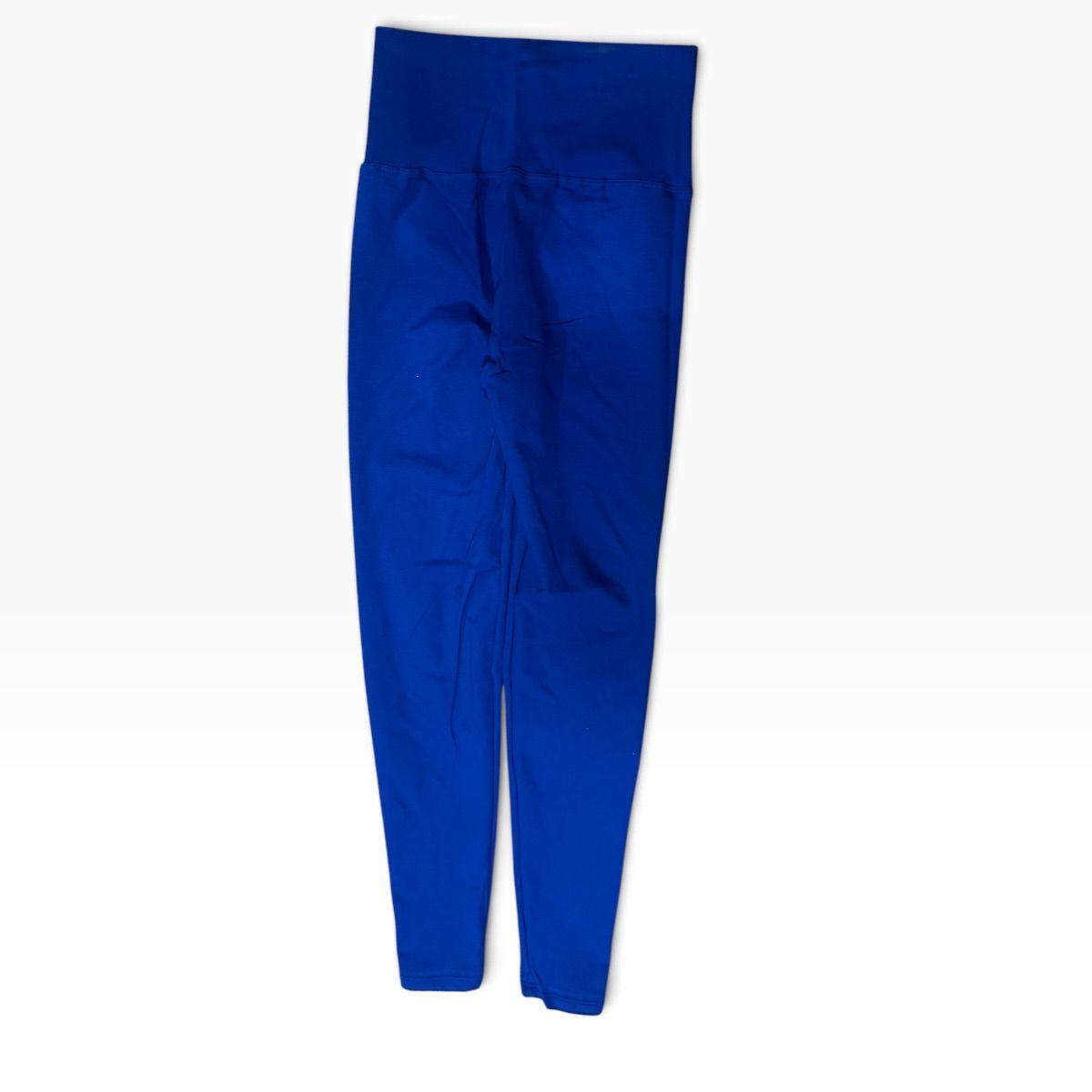 Calza Mujer Lycra Azul Tiro Alto Deportiva Elasticada-2