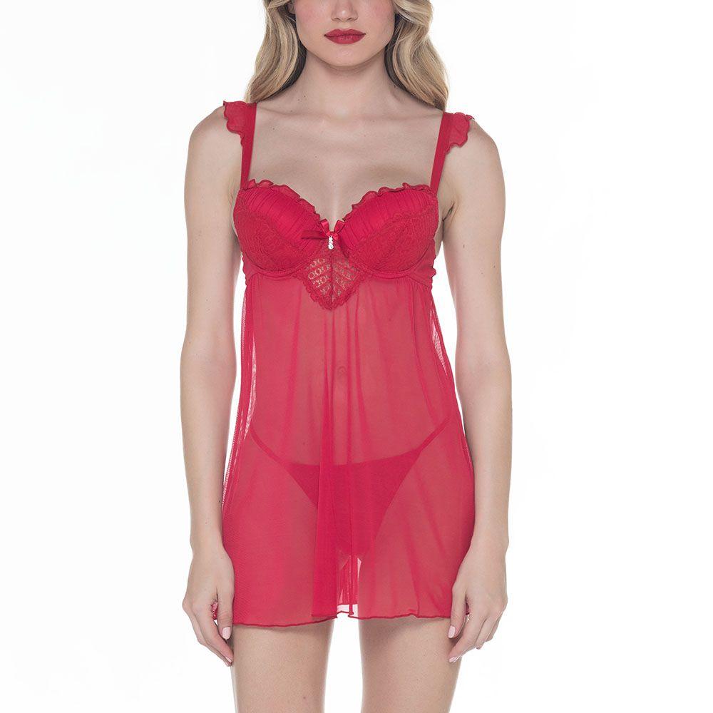Baby Doll de Encaje y Malla: Luce Sensual y Confiada-0