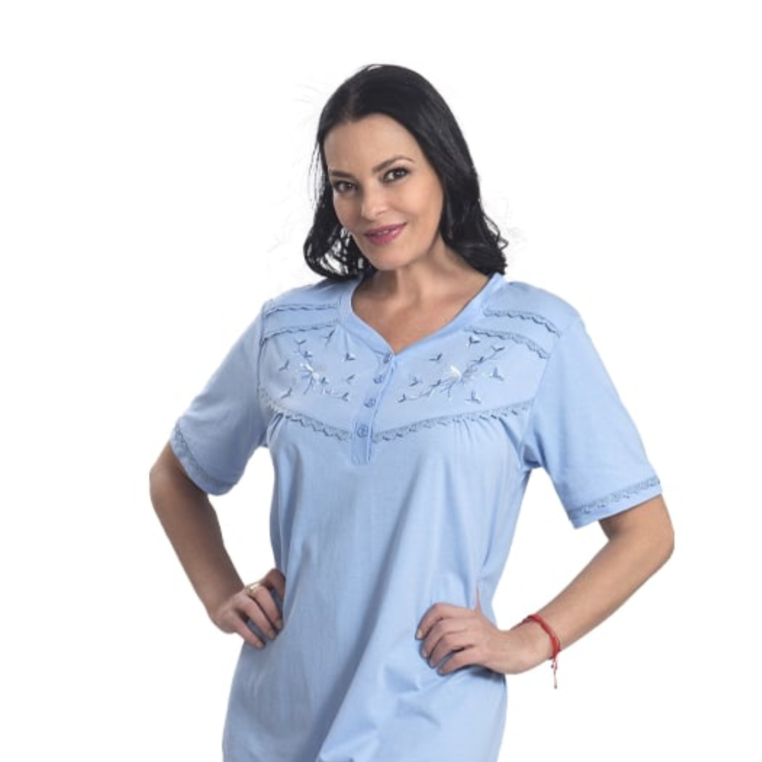 Camisa Algodón Liso Con Bordado-2