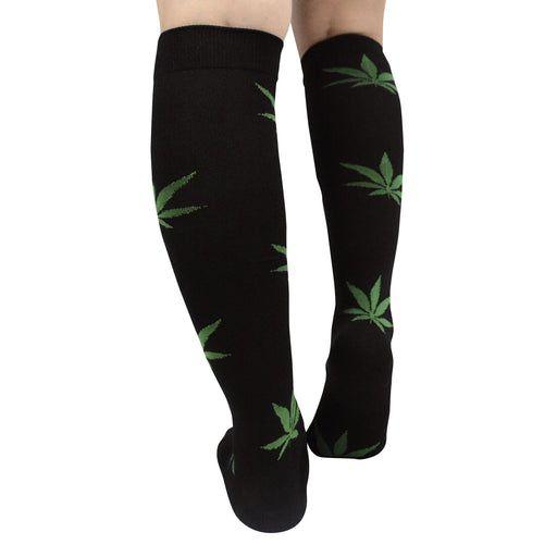 Bucaneras de Compresión Negra con Hojas de Cannabis-1