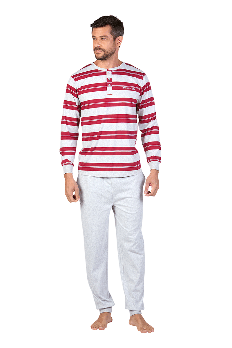 Pijama De Hombre Algodón a Rayas-0