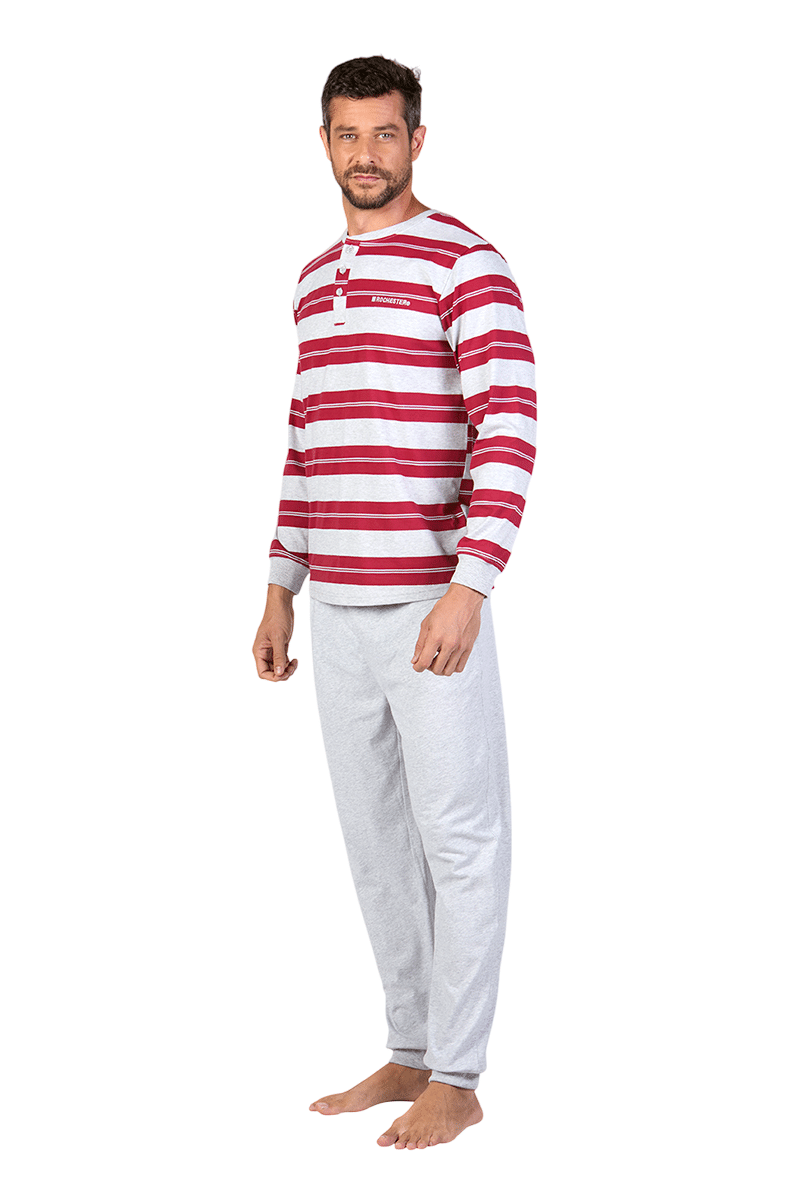 Pijama De Hombre Algodón a Rayas-1