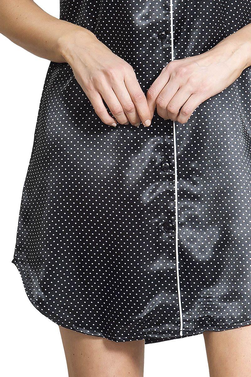 Camisola Satin Estampado Puntos Manga Corta Y Cuello Camisero-2