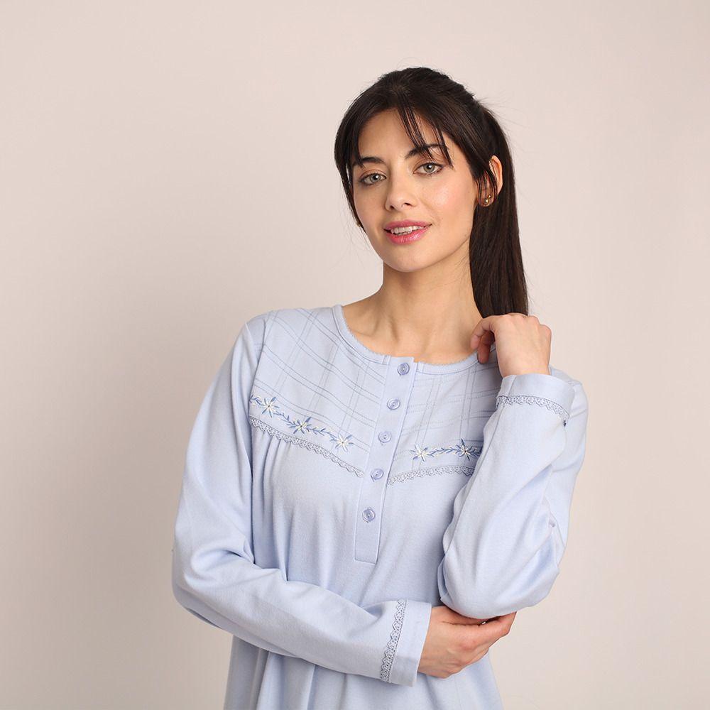 Camisa algodón liso con bordado tallas grandes | Confort-8