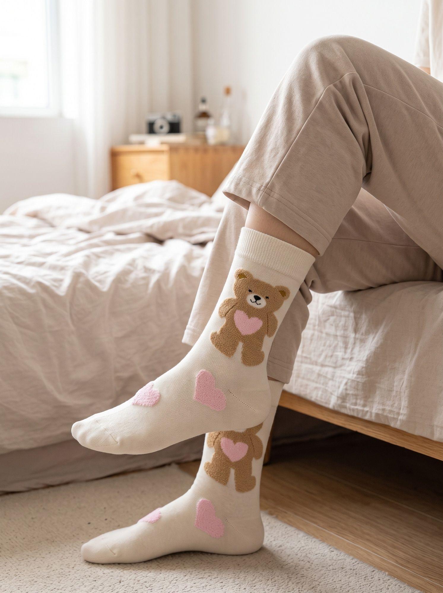 Calcetines Algodón Osito Corazón Unisex Adulto-4