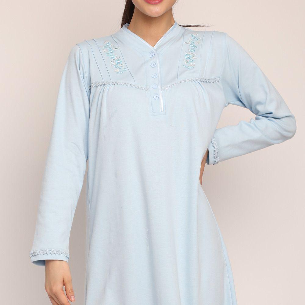 Camisa algodón liso con bordado y cuello satín | Elegancia-2