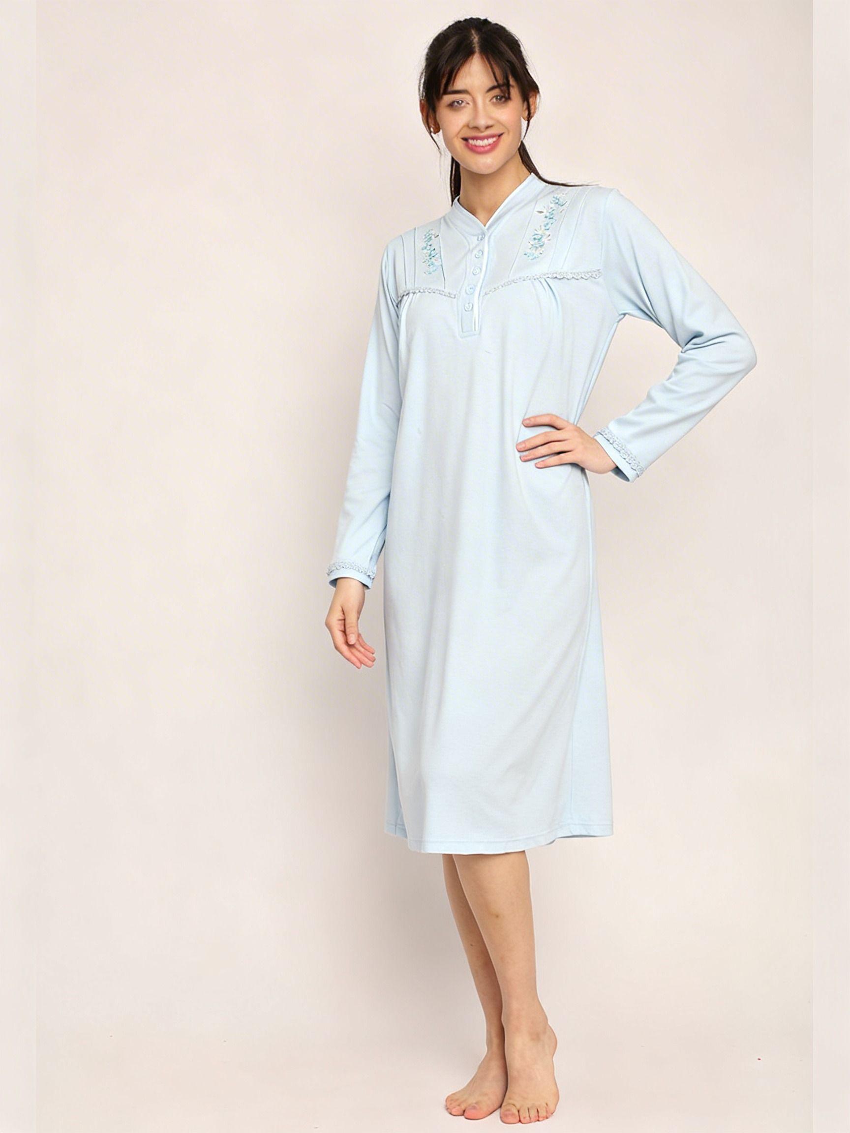 Camisa algodón liso con bordado y cuello satín | Elegancia-8