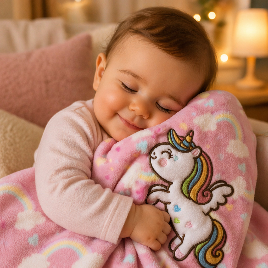 Manta extra suave bebe unicornio | Maximo confort y calor-2