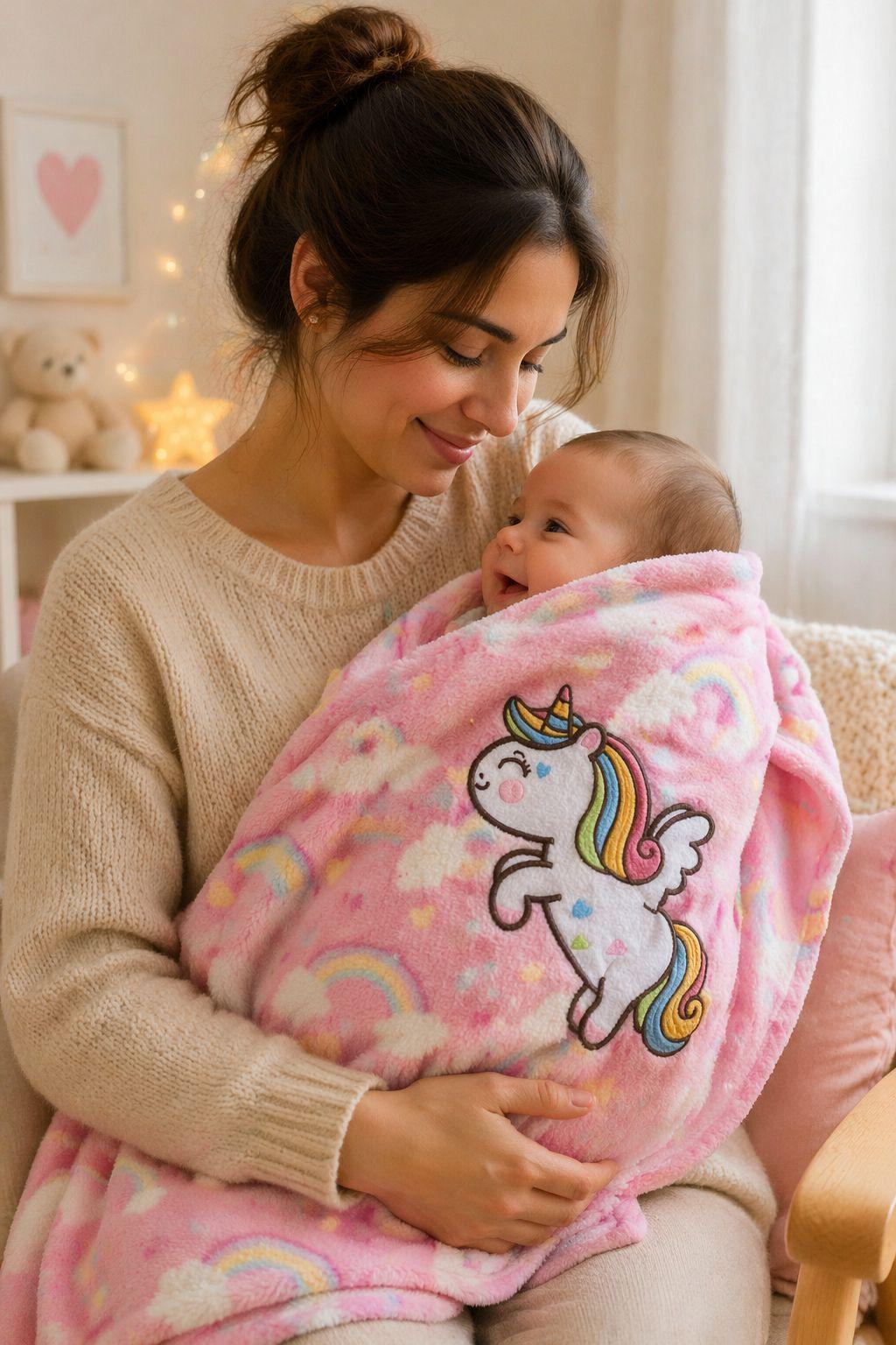 Manta extra suave bebe unicornio | Maximo confort y calor-6