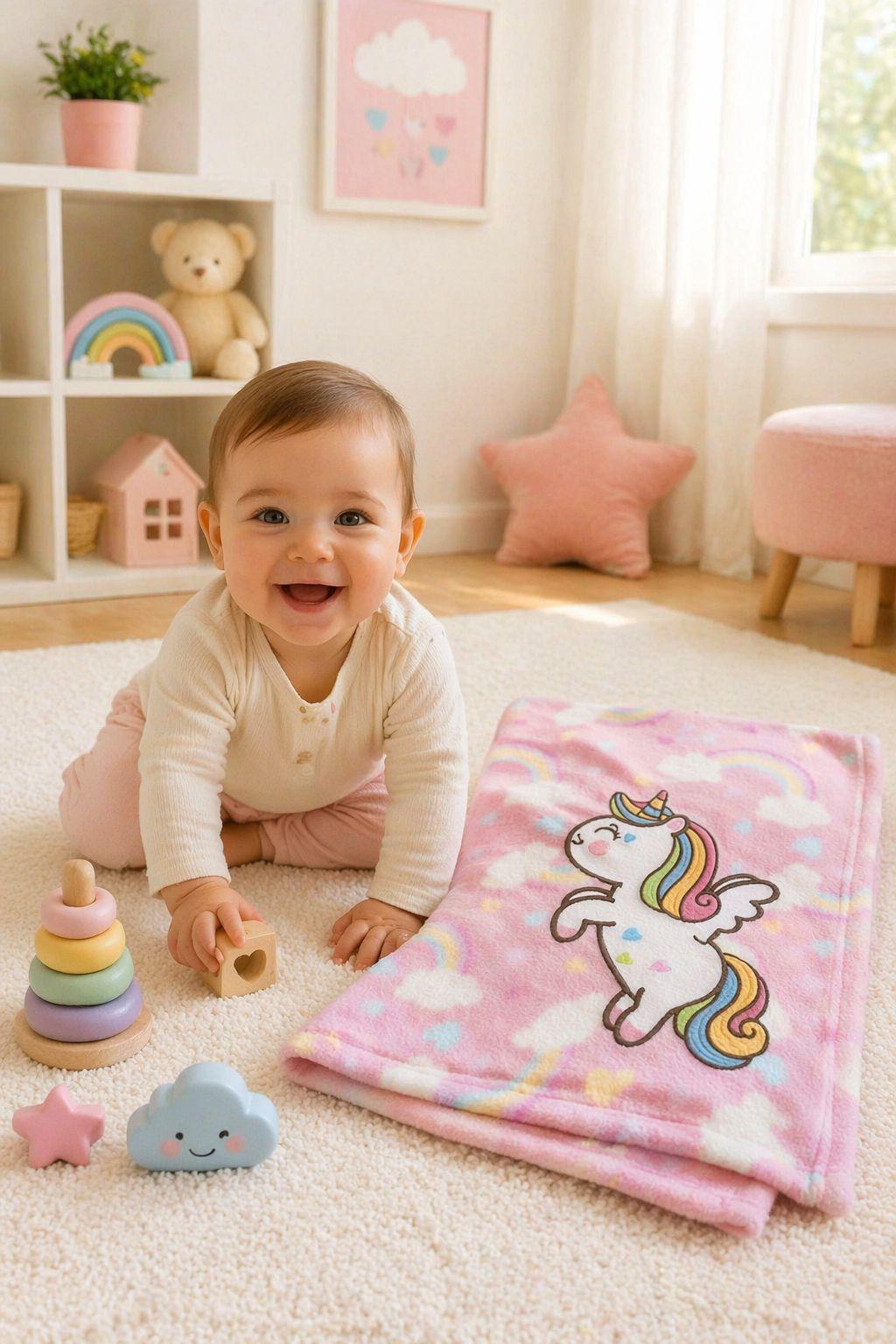 Manta extra suave bebe unicornio | Maximo confort y calor-7