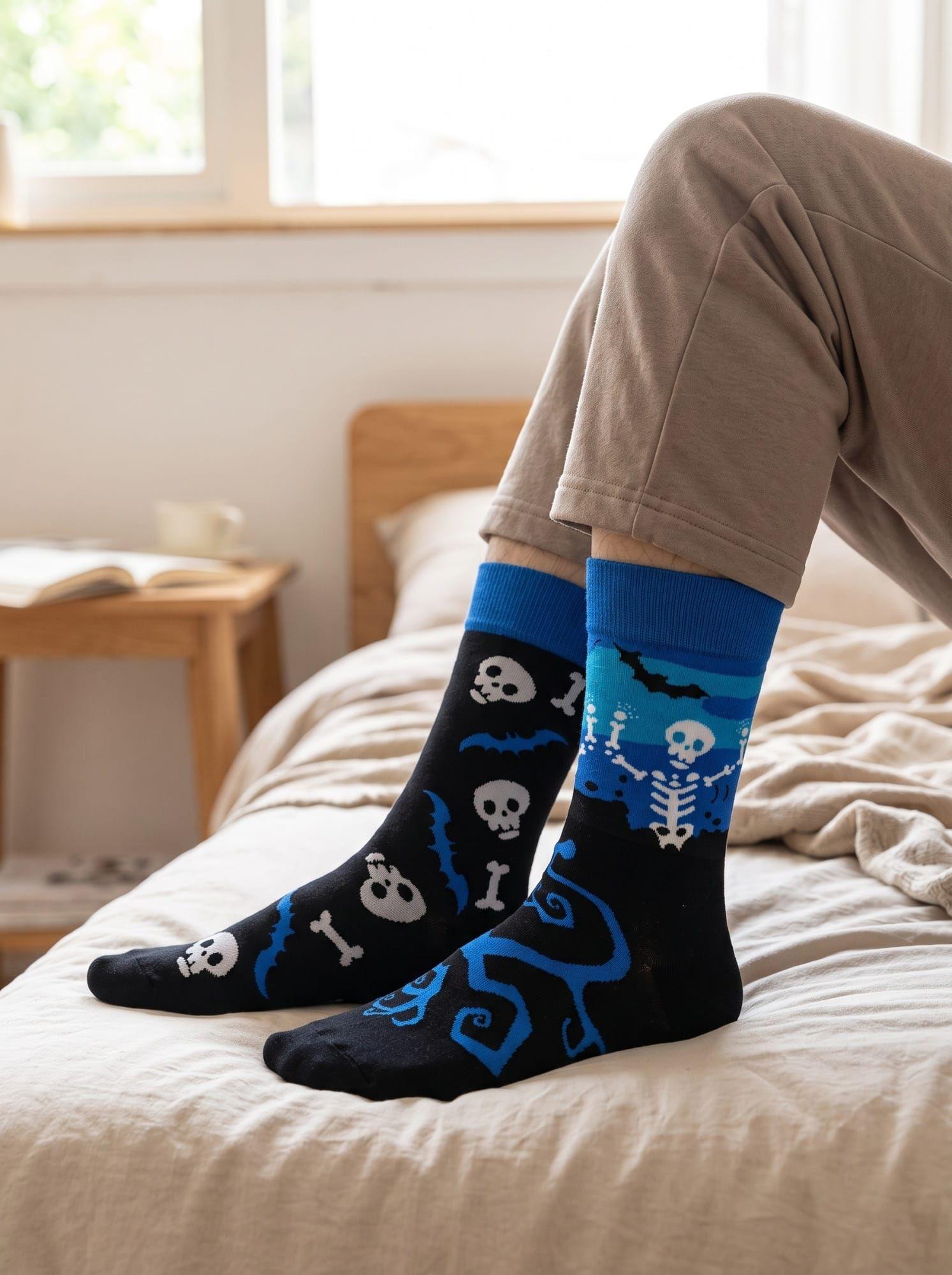 Calcetines SOQUETE Algodón Calavera Murciélago Unisex Adulto-7