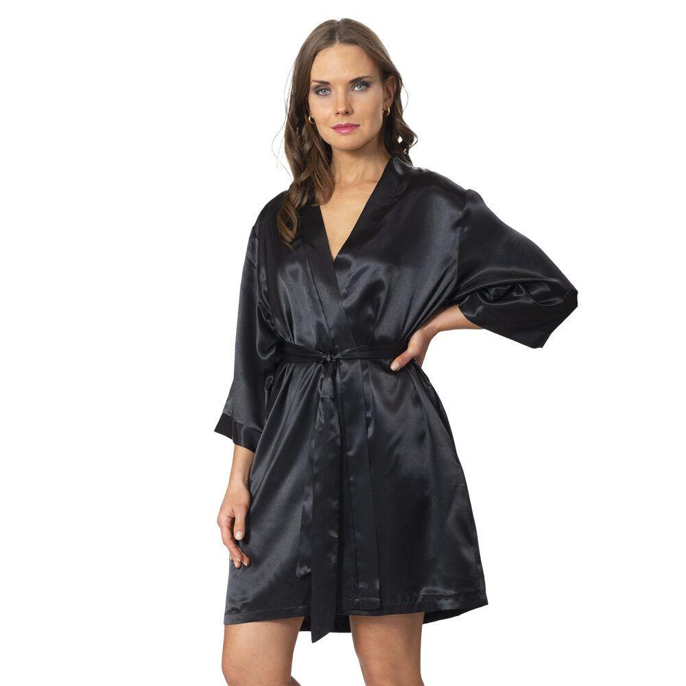 Bata Satín Liso Kimono | Elegancia Relajada-2