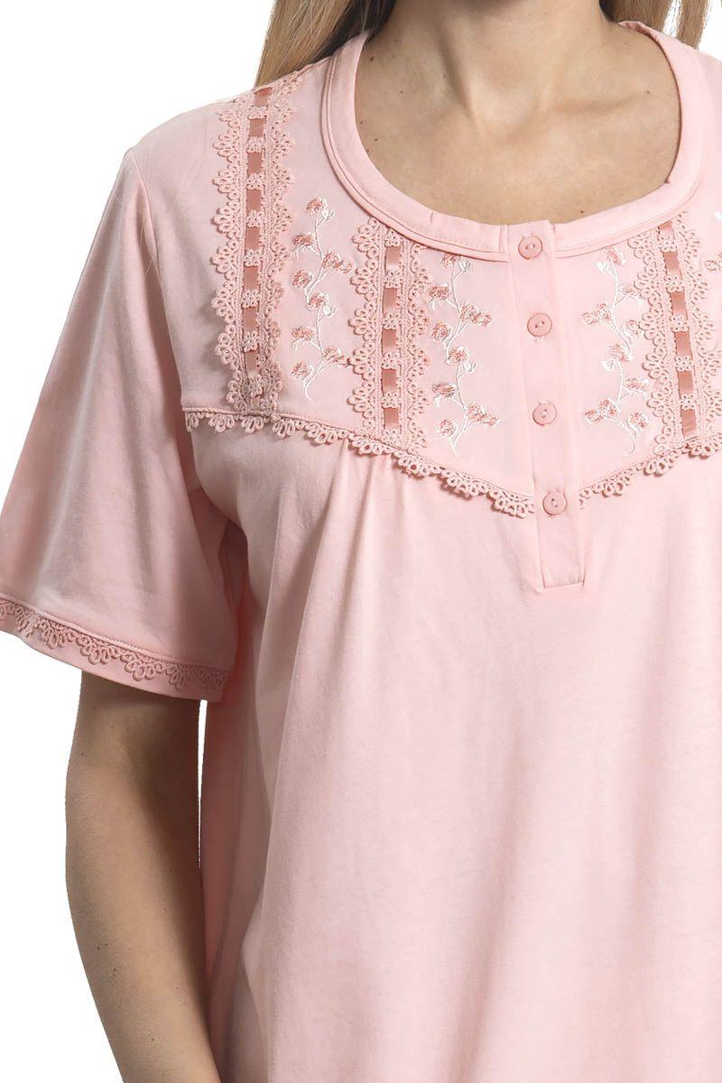 Camisa Algodón Liso Con Pasacinta Macrame Y Bordado-2