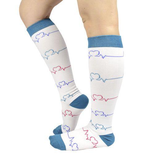 Bucaneras de Compresión Frecuencia Cardíaca Blanco-0