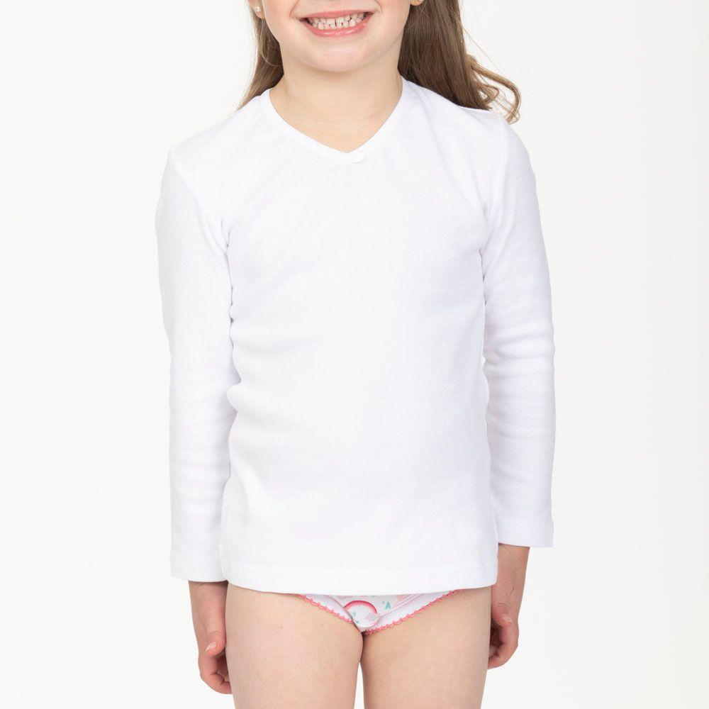 Camiseta manga larga de algodón para niñas-0