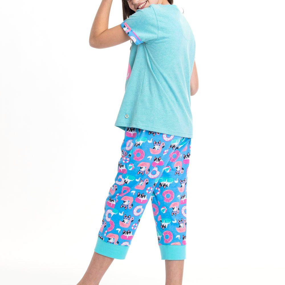 Pijama de Algodón Estampado para Niñas con Glitter-1