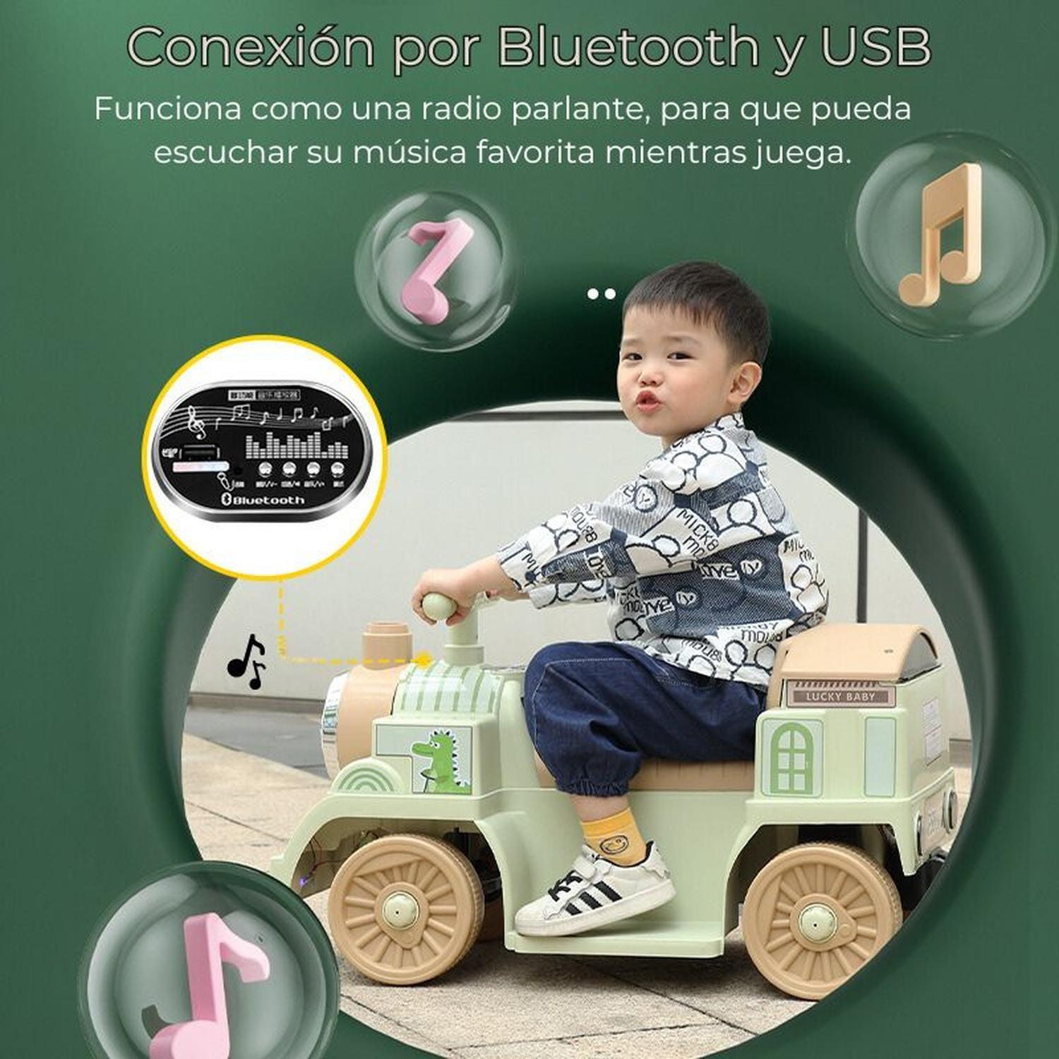 Tren Eléctrico tira Vapor Bebé Niños con Control y Luces Parlante Bluetooth-4