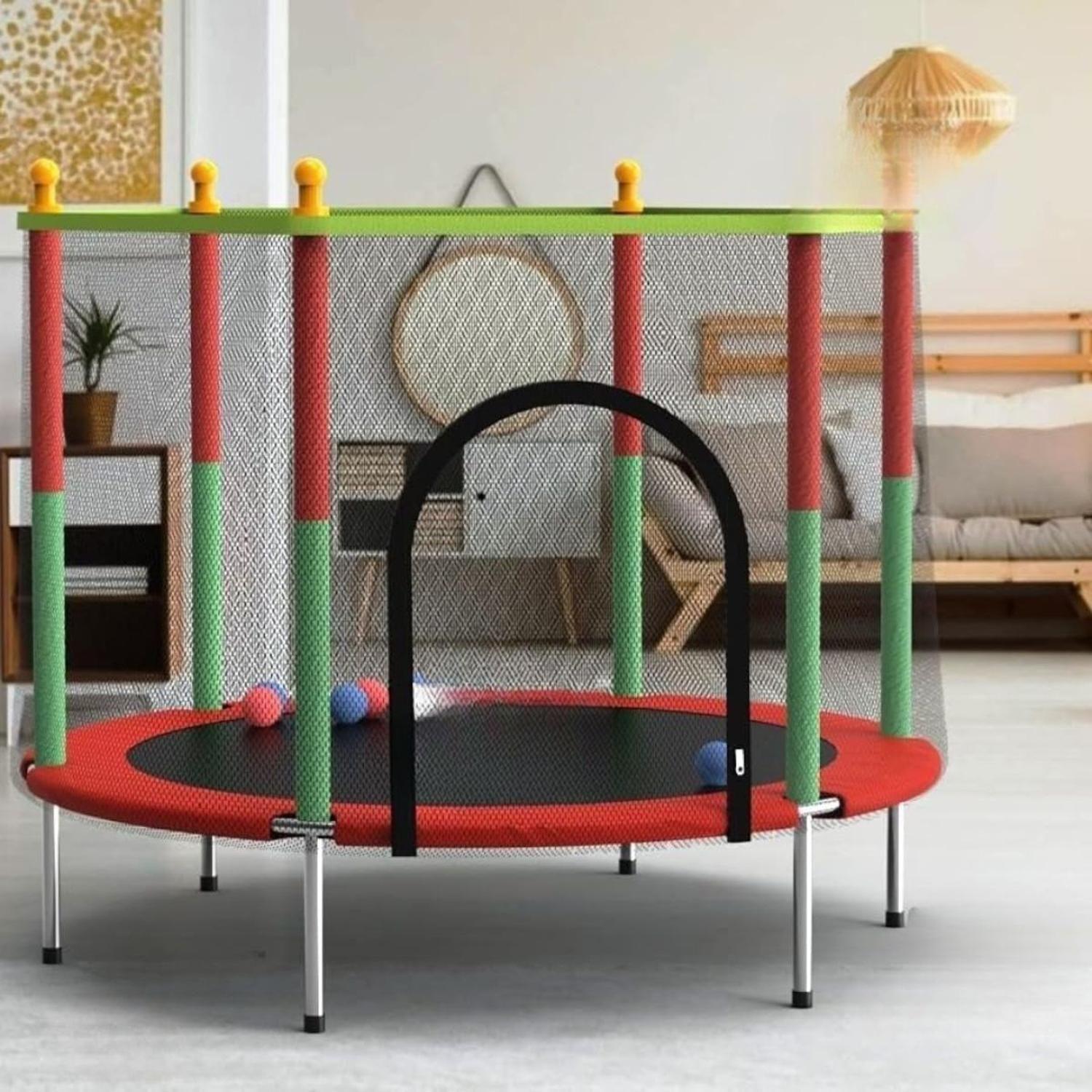 Mini Trampolín Cama Elástica con Malla para Niños 140cm-5