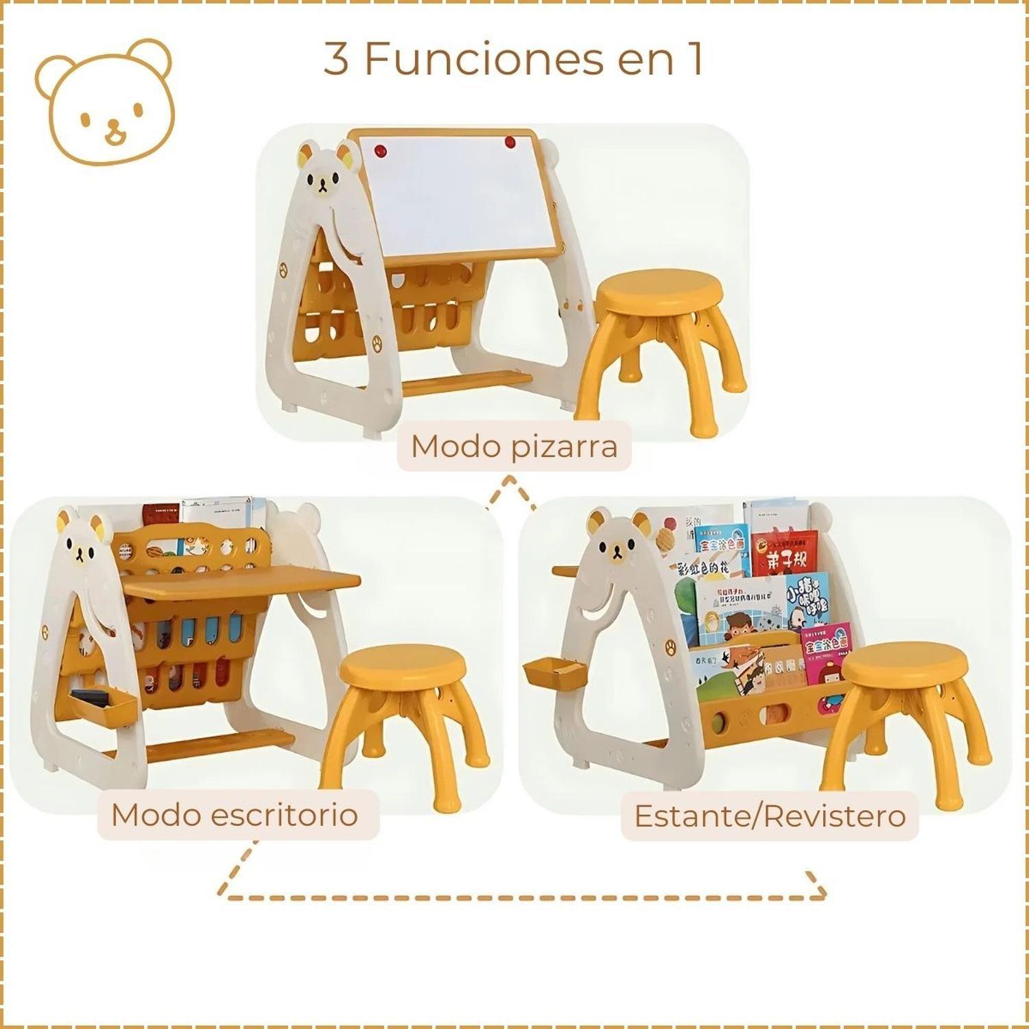 Set Mesa y Silla Bebé Niños con Estante y Pizarra 3 en 1-2
