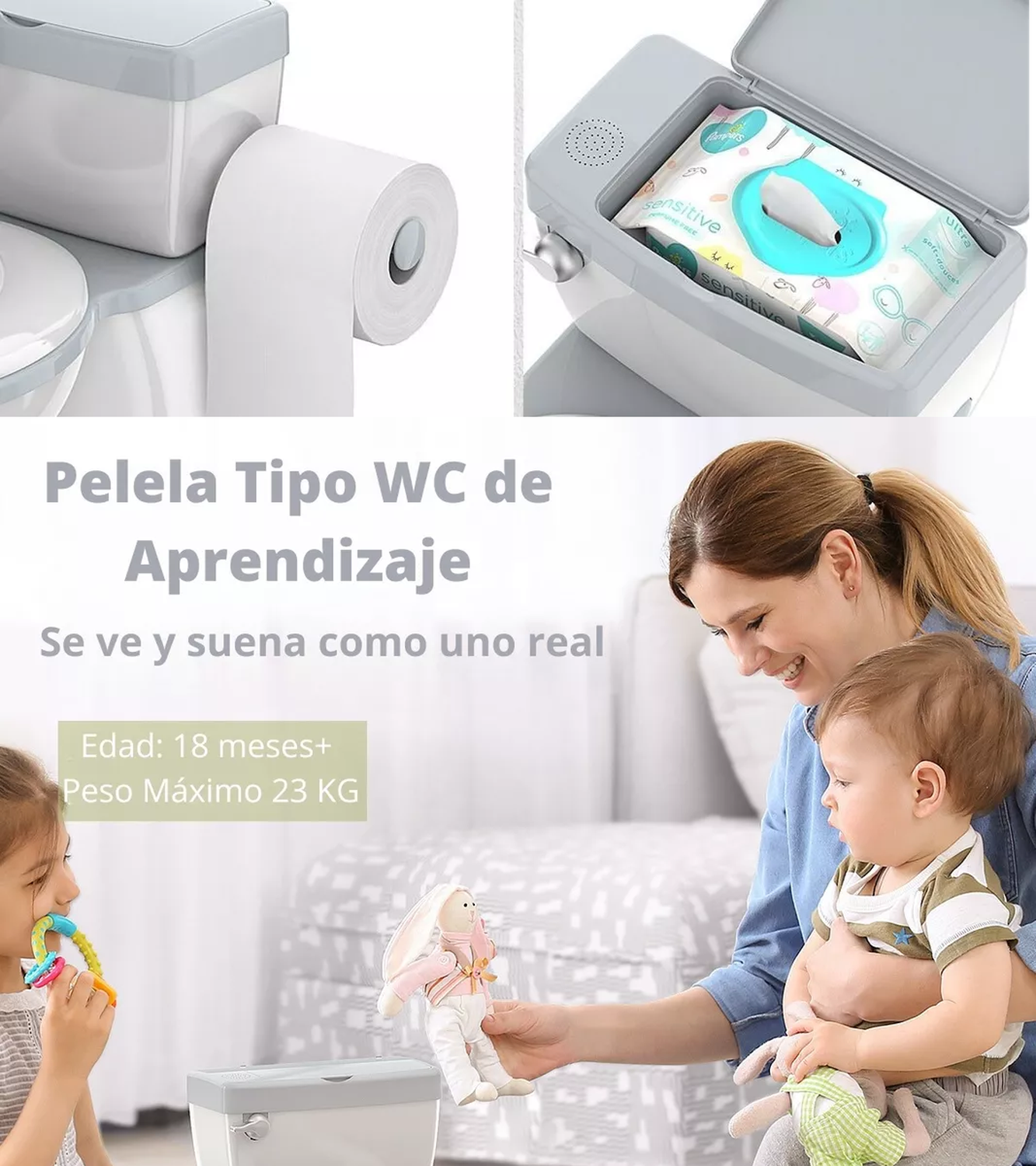 Pelela Bacinica Tipo Wc De Aprendizaje Para Niños Babybond-4