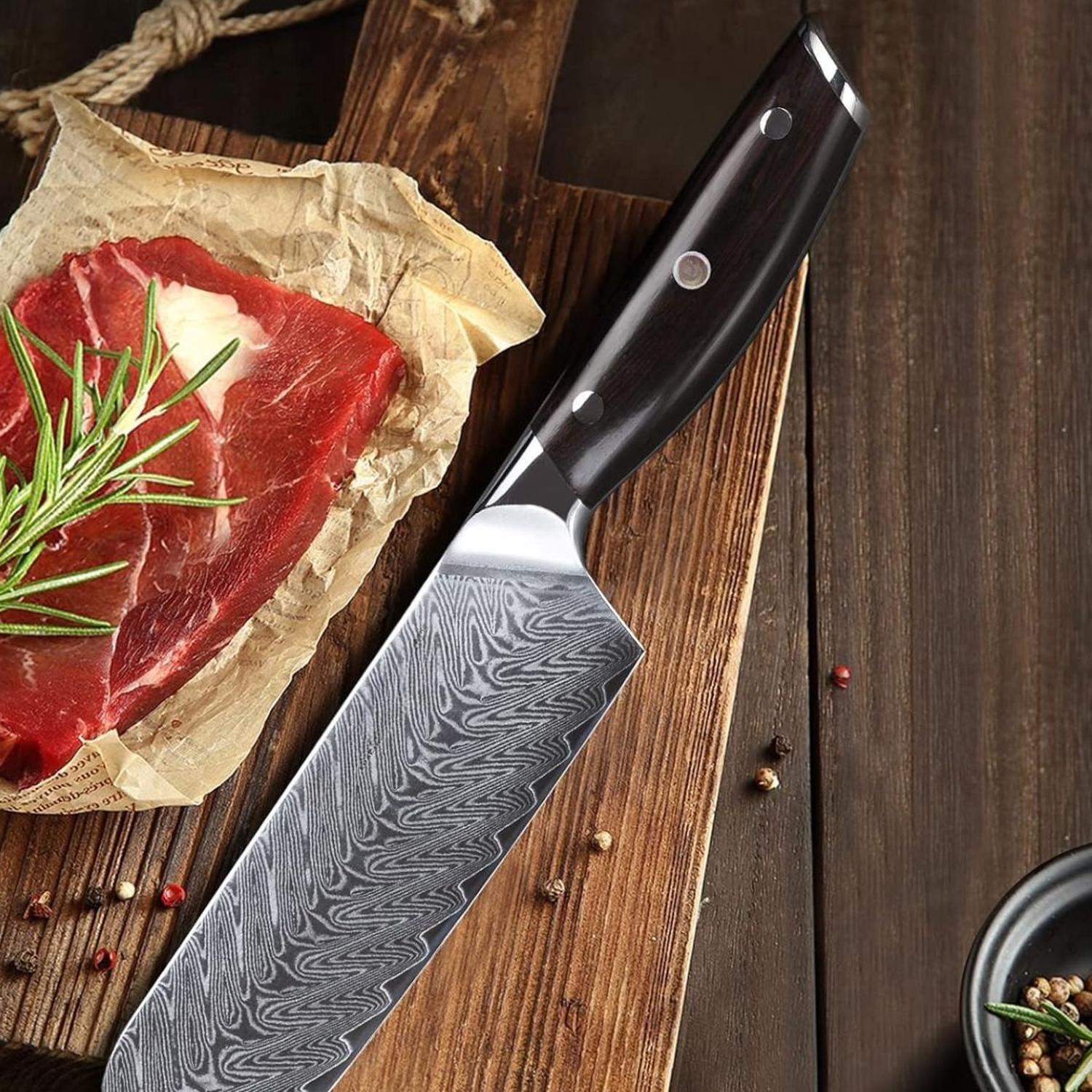 Cuchillo Profesional Santoku Acero Damasco 15cm De 67 Capas-2