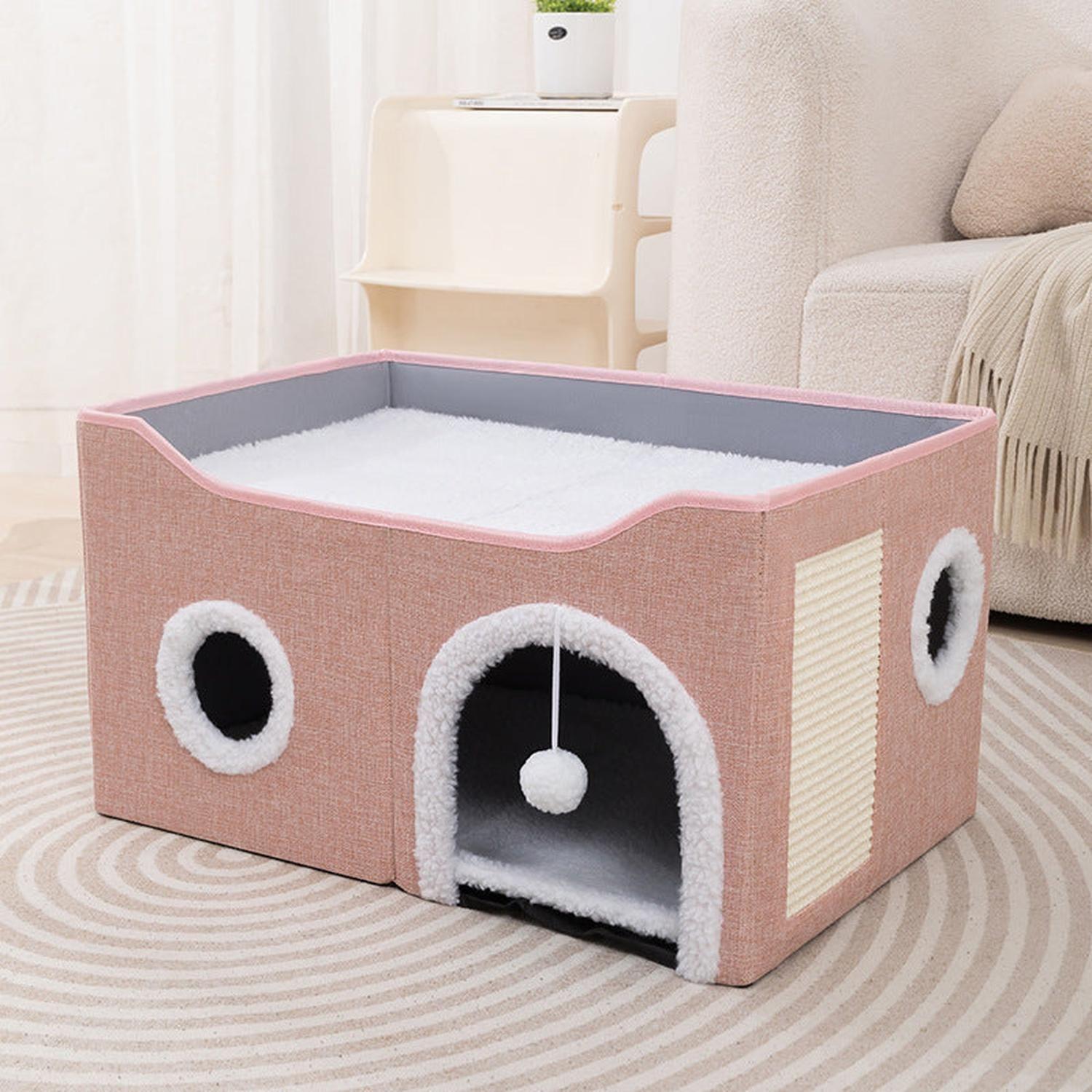 Tuto Michi XL - Cama Para Gato Tipo Casita de 2 Niveles Plegable Con Rascador-9