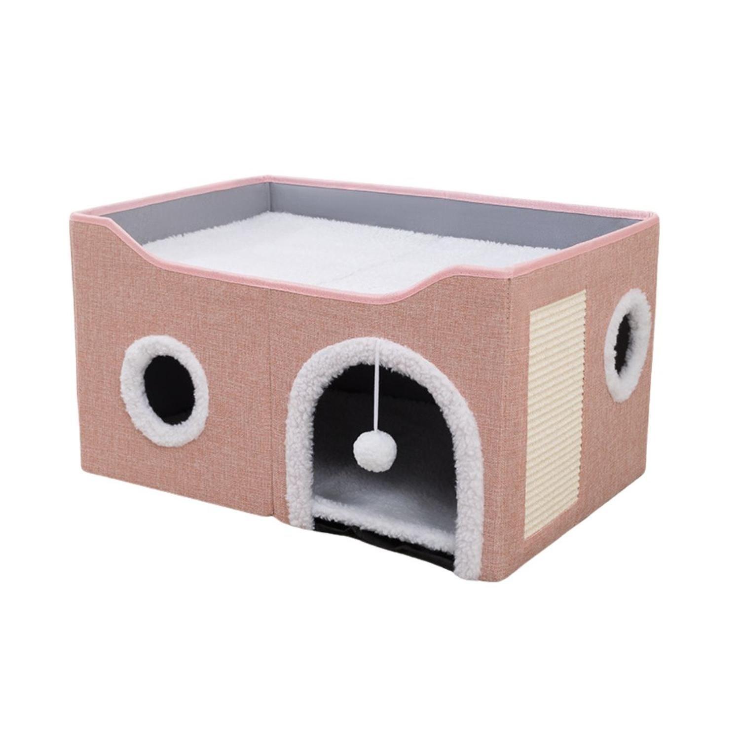 Tuto Michi XL - Cama Para Gato Tipo Casita de 2 Niveles Plegable Con Rascador-0