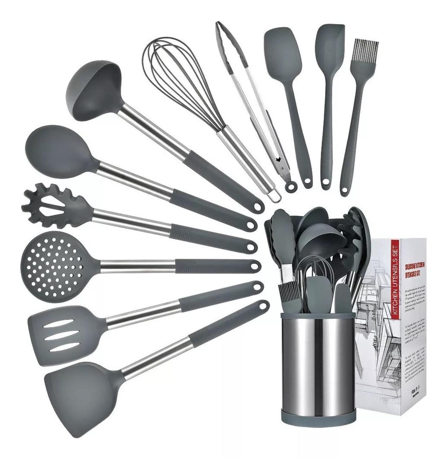 Set De Utensilios Cocina Silicona Con Base Giratoria 12pcs-0