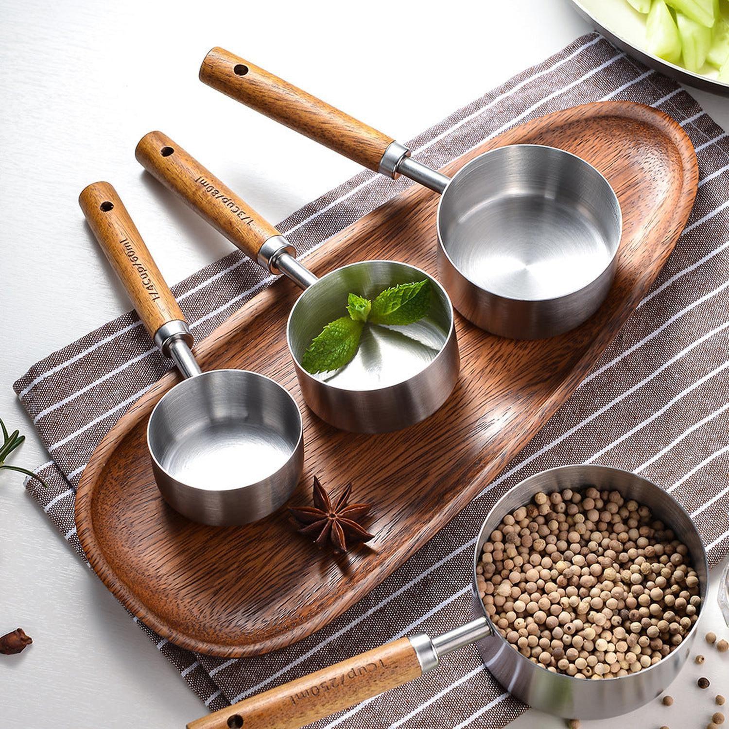 Set de Tazas Cucharas Medidoras Acero Inoxidable Diseño Elegante 4pzas-3