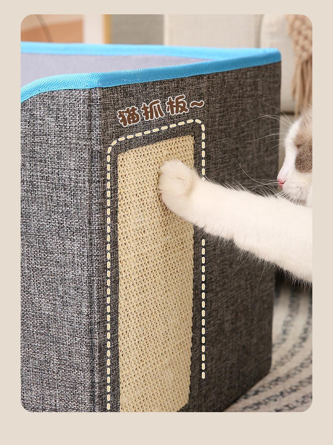 Cama Para Gato Tipo Casita de 2 Niveles Plegable Con Rascador-2