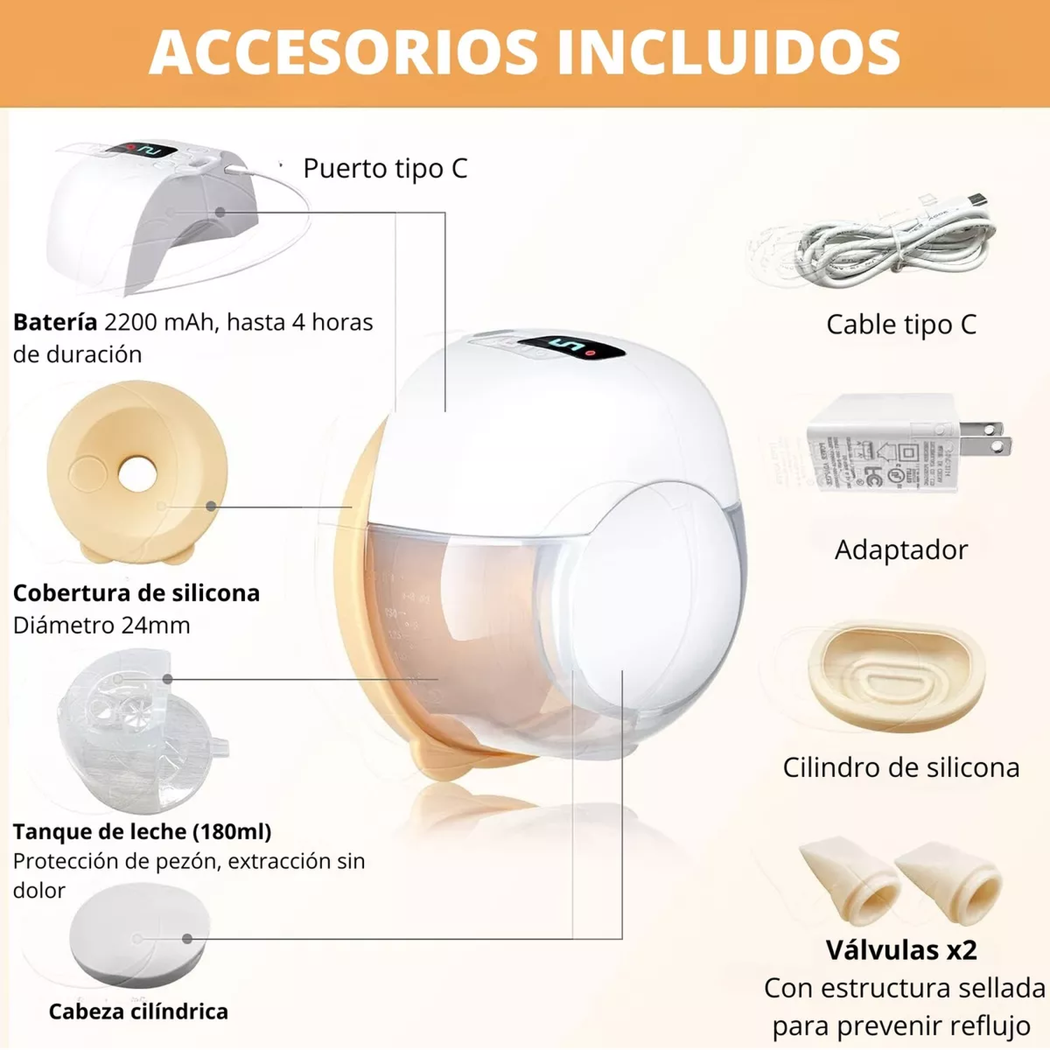 Extractor de leche materna inalambrico ultra silencioso-3