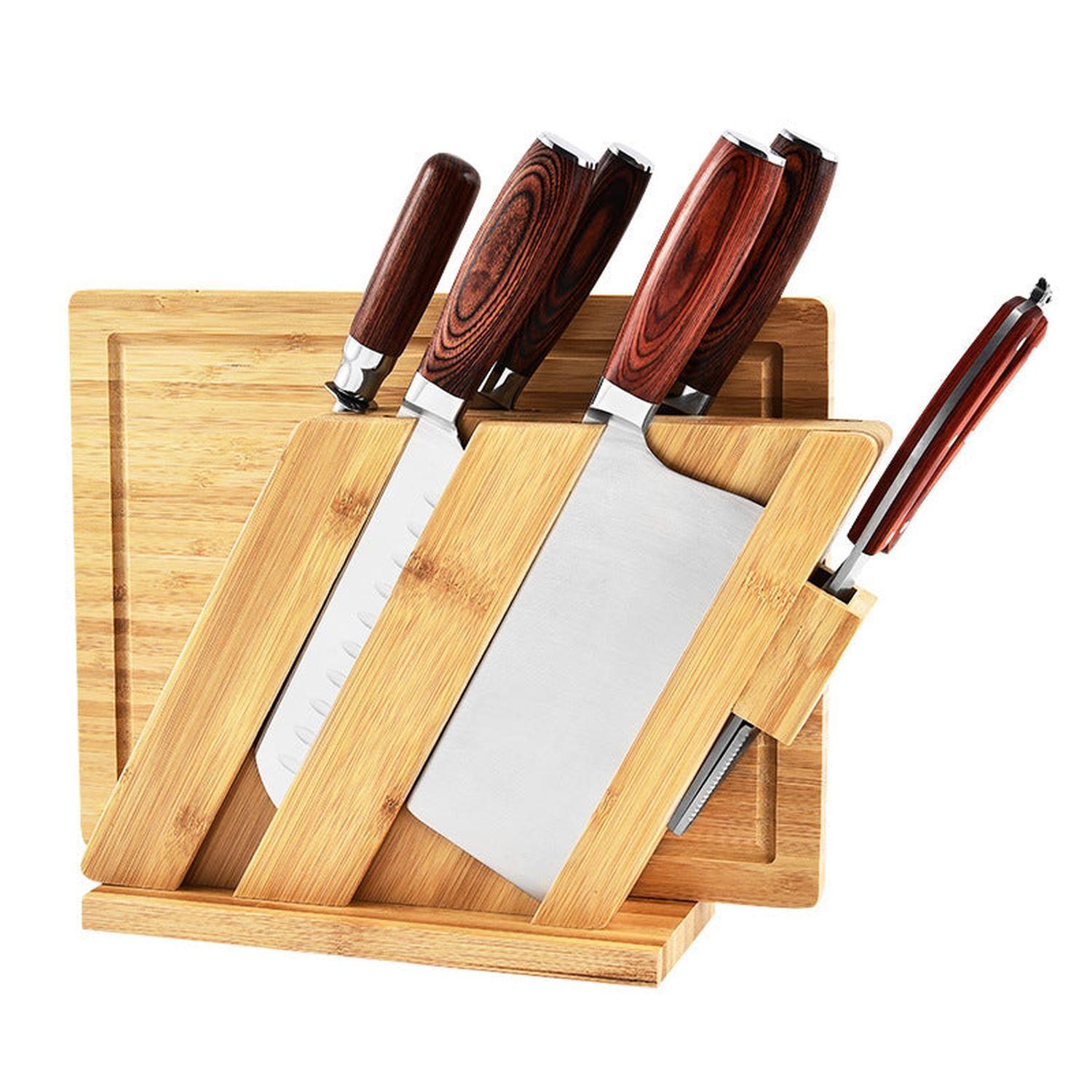 Set Cuchillos Profesionales Acero Martensitico 8 Pzs Con Base Y Tabla Para Cortar-0