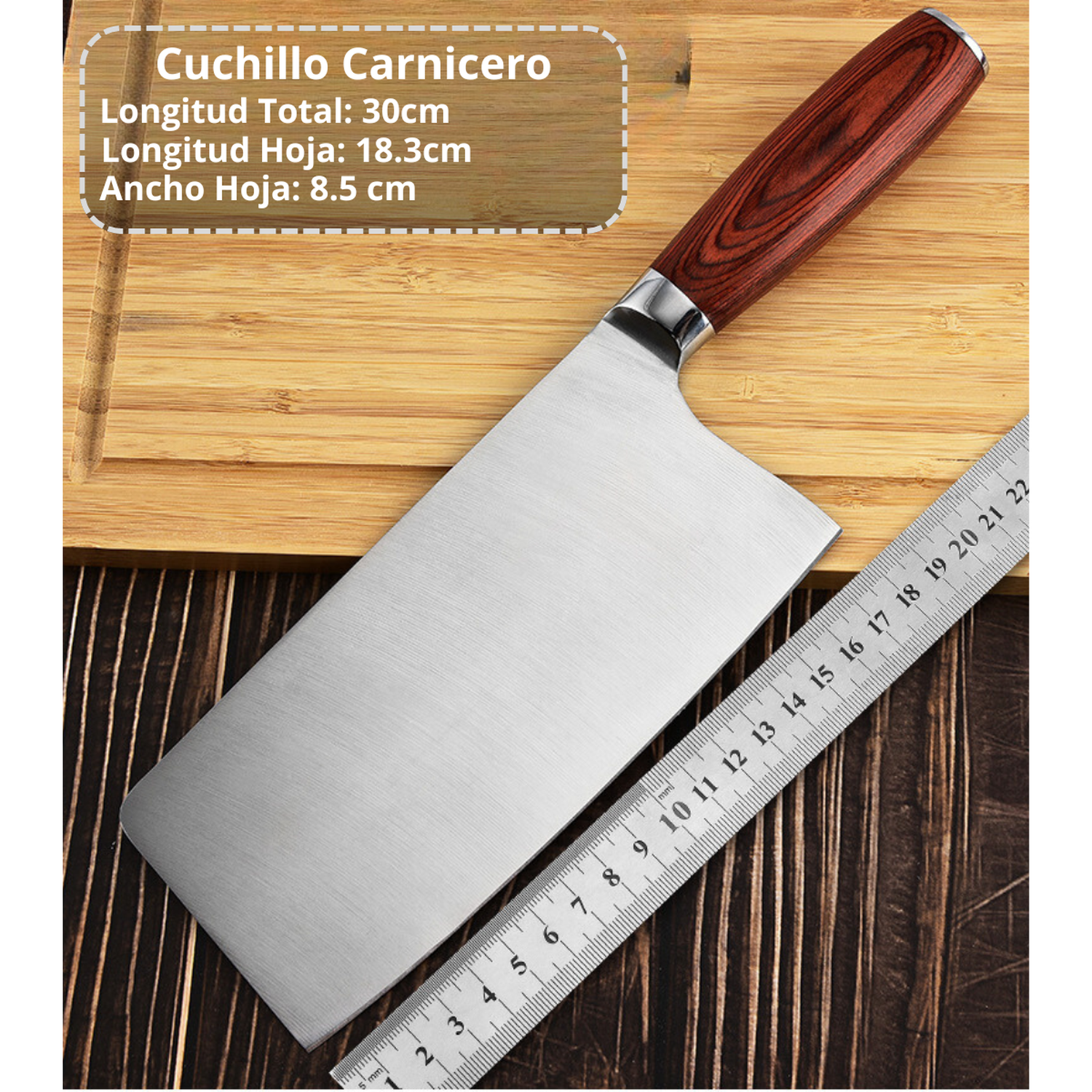 Set Cuchillos Profesionales Acero Martensitico 8 Pzs Con Base Y Tabla Para Cortar-5