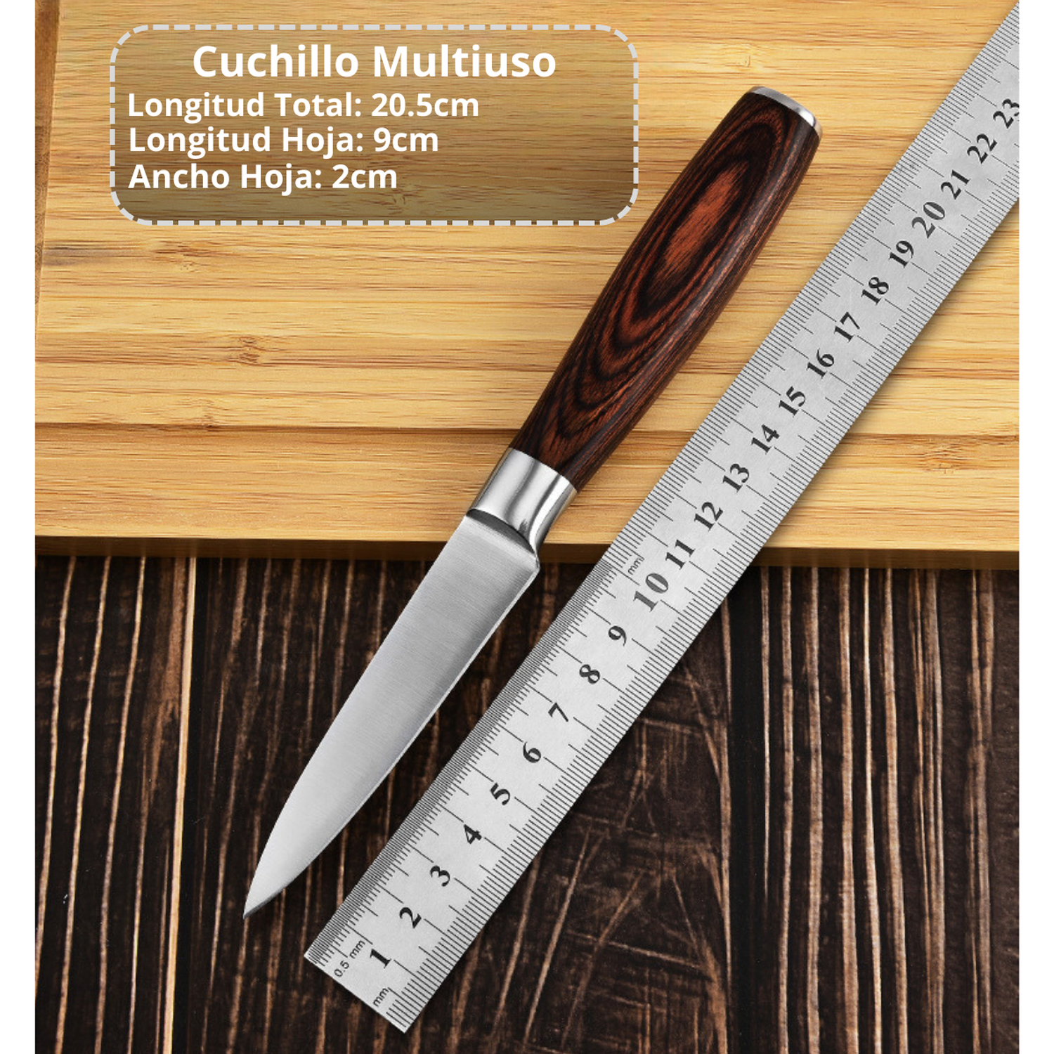 Set Cuchillos Profesionales Acero Martensitico 8 Pzs Con Base Y Tabla Para Cortar-8