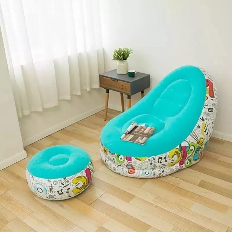 Sillón Inflable Puff Tumbona Con Reposa Pies + Inflador-2