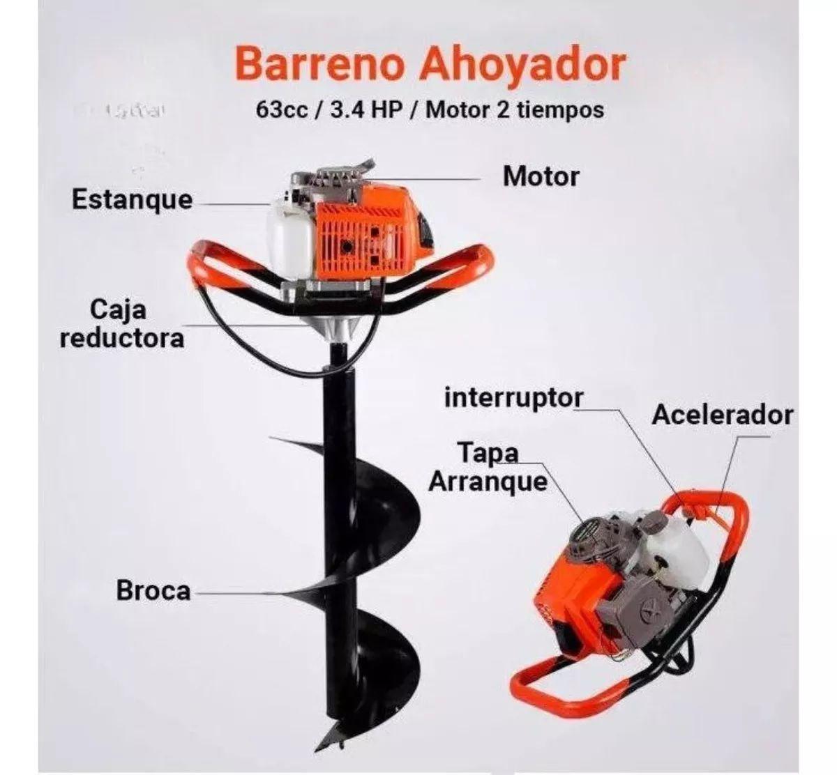 Ahoyador Barreno Con 3 Brocas Y Extensión 63cc Bencina-3