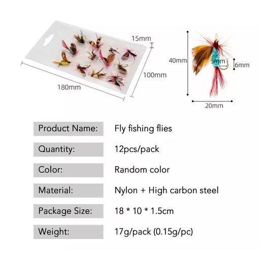 12 Moscas De Pesca Articulos De Pesca Señuelos Pesca 4cm-2