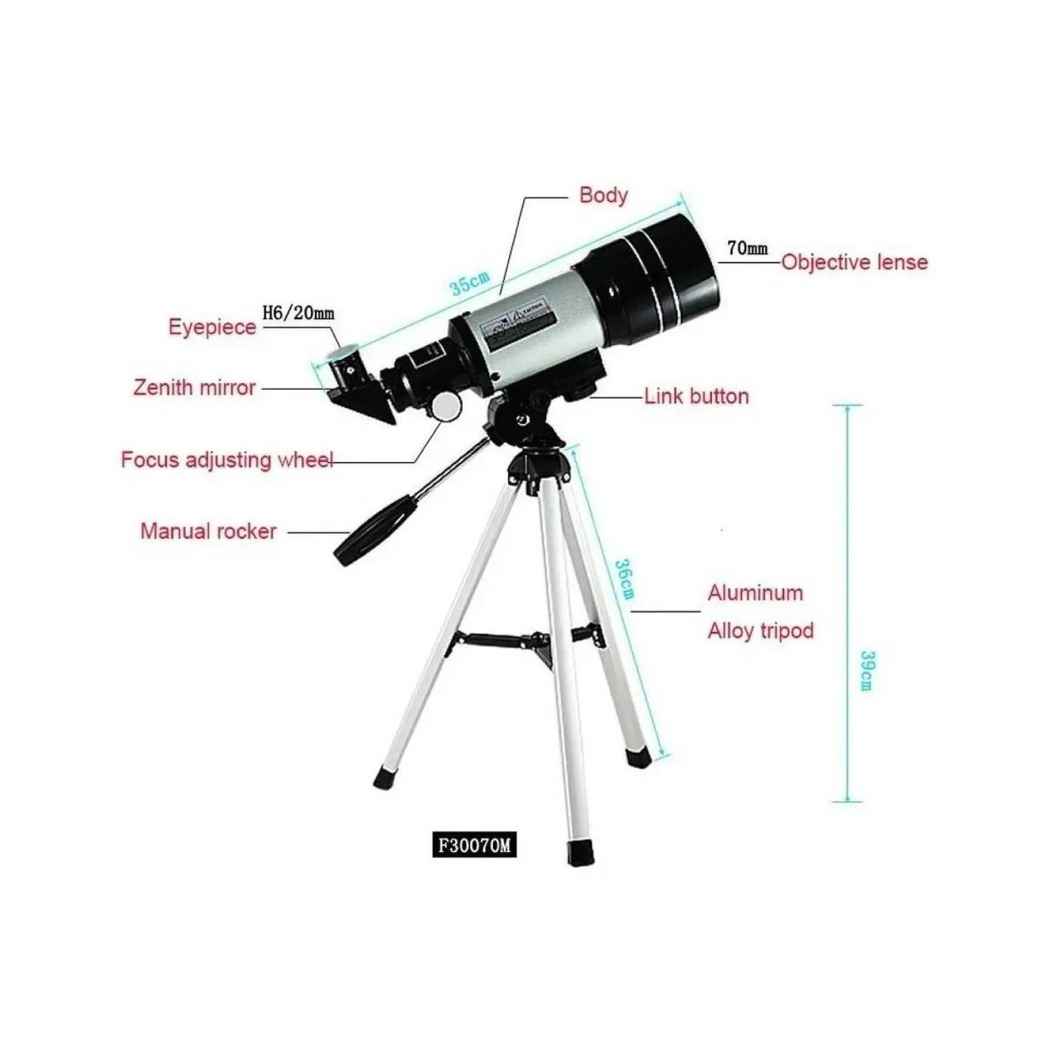 Telescopio Monocular Astronómico Profesional F30070m-3