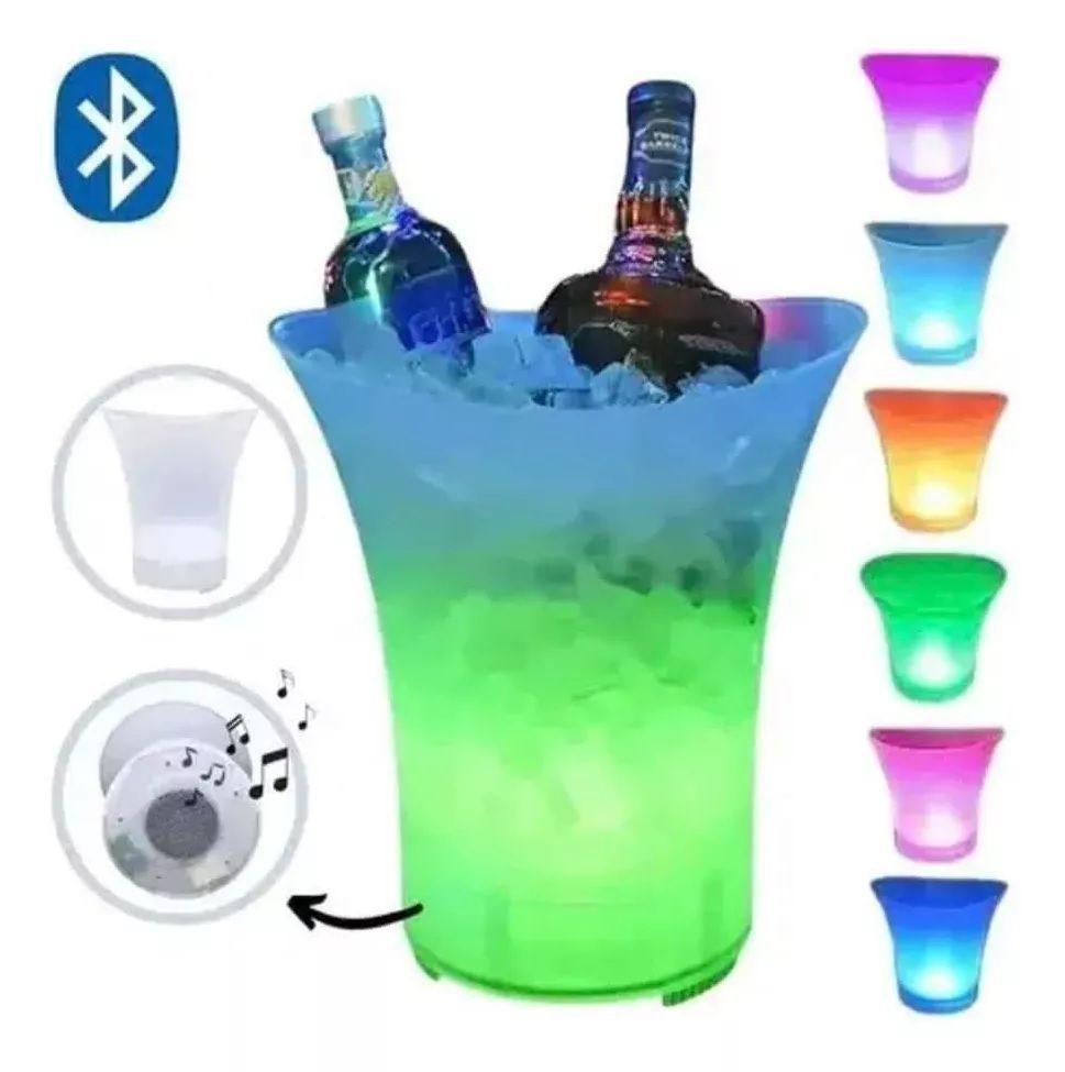 Hielera Cubetera Con Bluetooth Luz Led RGB Y Parlante-5