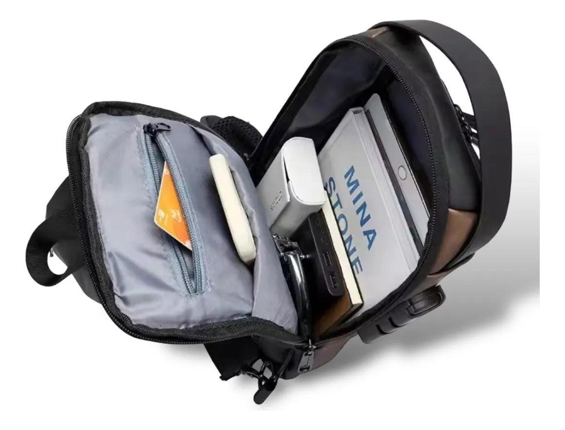  Bolso De Pecho Hombre Adulto Nylon Oxford USB Impermeable-3