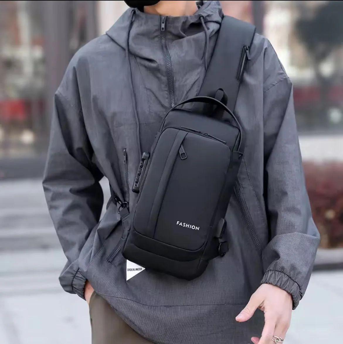  Bolso De Pecho Hombre Adulto Nylon Oxford USB Impermeable-4