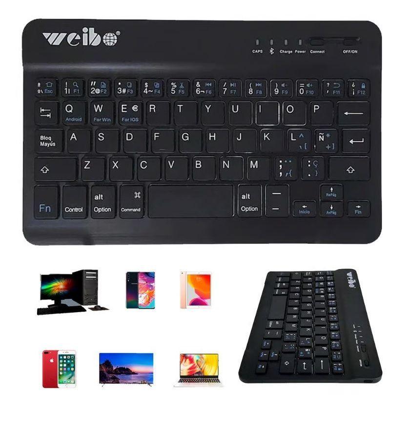  Mini Teclado Slim Inalámbrico Bluetooth Teléfono Tablet PC Recargable-2