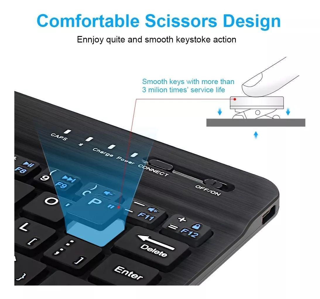  Mini Teclado Slim Inalámbrico Bluetooth Teléfono Tablet PC Recargable-4