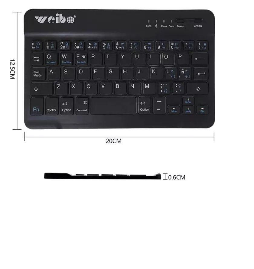  Mini Teclado Slim Inalámbrico Bluetooth Teléfono Tablet PC Recargable-5