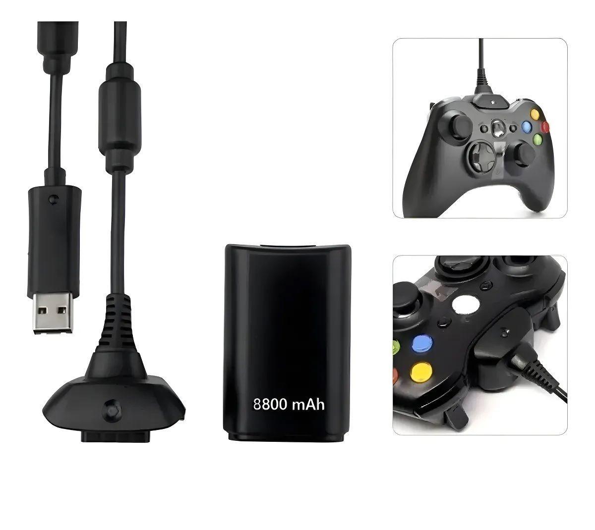 Kit Carga Y Juega Xbox 360 Batería 4800 Mah Cable Cargador-2