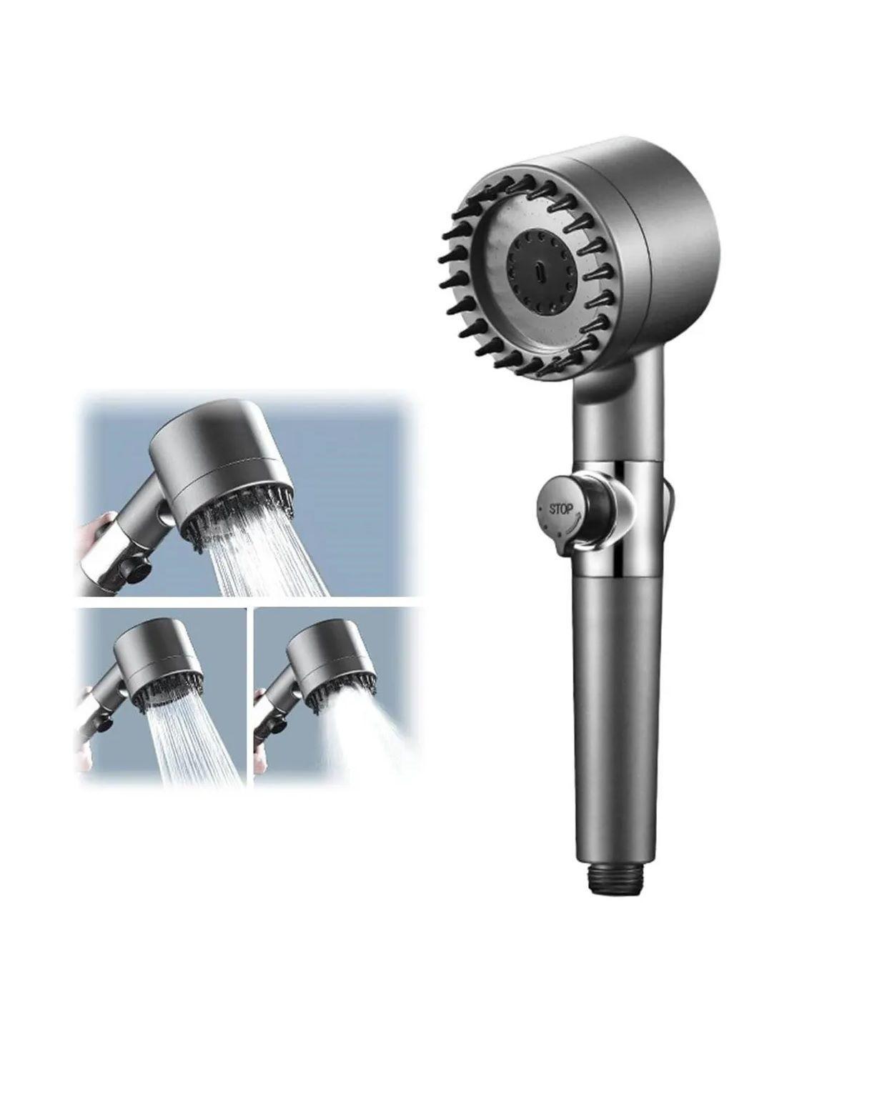 Cabezal De Ducha Tipo Turbina Alta Presión 360° Con Botón de Acción-3