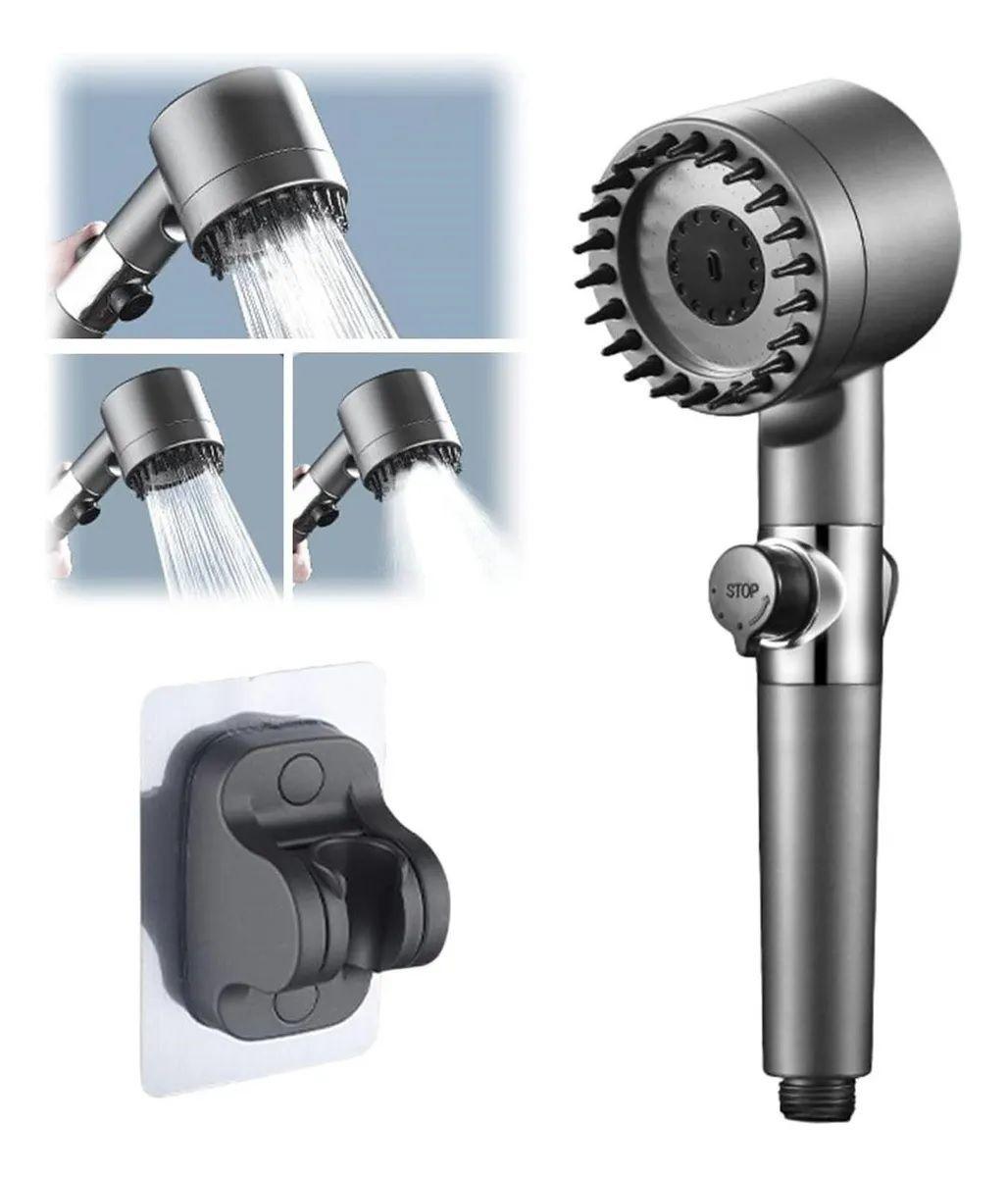 Cabezal De Ducha Tipo Turbina Alta Presión 360° Con Botón de Acción-4