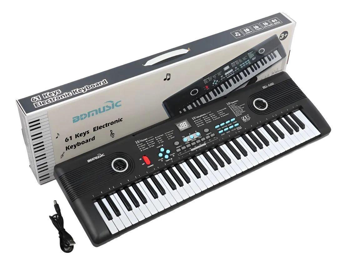 Piano 61 Teclas Semiprofesional Teclado Musical Color Negro-2
