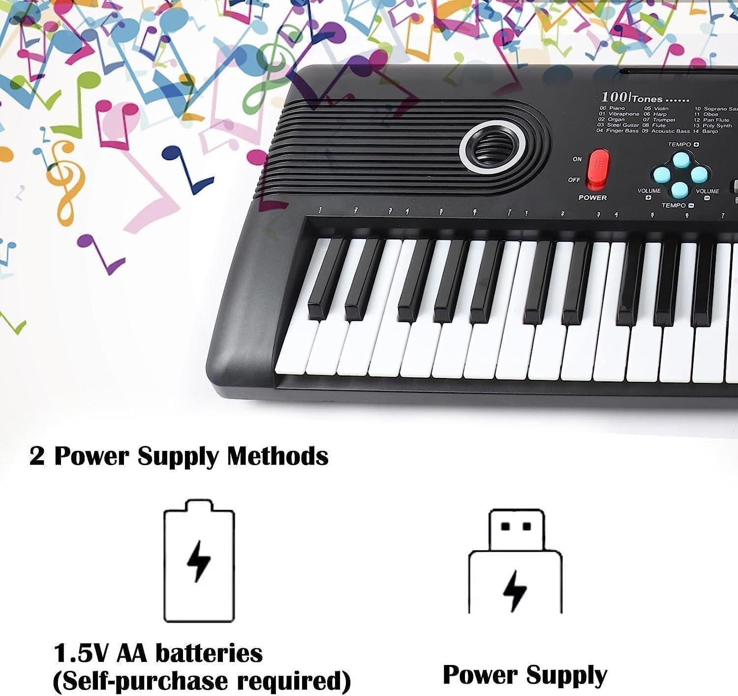 Piano 61 Teclas Semiprofesional Teclado Musical Color Negro-5